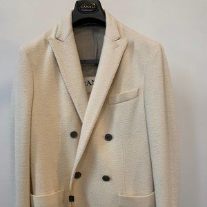 Canali Double-Breasted Light Cream Blazer (50 R)